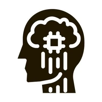 Head Nerve Impulses Biohacking Icon Vector Illustration Illustrazione stock