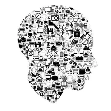 Head with network symbols Stock Illustration