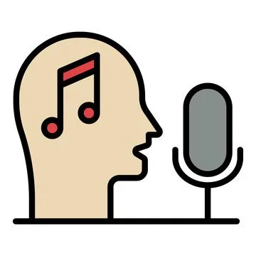 Head note microphone icon color outline vector Illustrazione stock