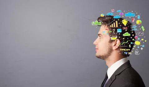 Head with office operation concept Stock Photos