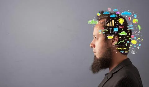 Head with office operation concept Stock Photos