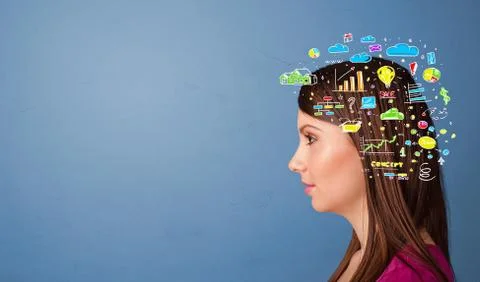 Head with office operation concept Stock Photos
