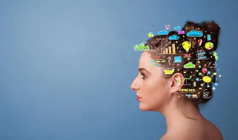 Head with office operation concept Stock Photos