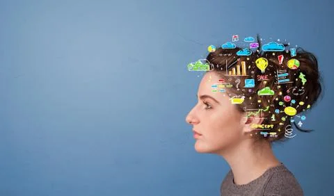Head with office operation concept Stock Photos