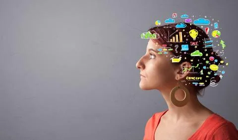 Head with office operation concept Stock Photos