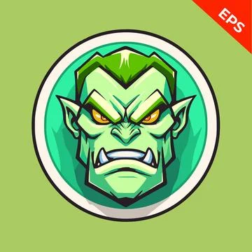 Head ogre, warhammer ogr vector icon , green color. Isolated vector sign symbol Stock Illustration