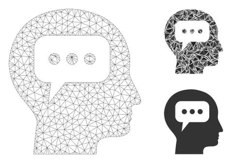 Head Opinion Vector Mesh Carcass Model and Triangle Mosaic Icon Stock Illustration