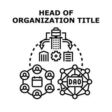 Head of organization title leading decentralized autonomous structure Stock Illustration