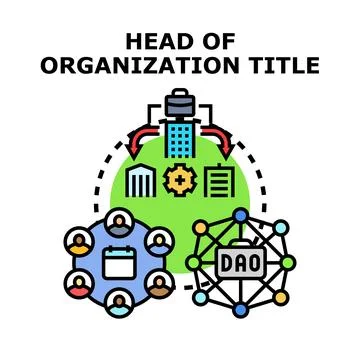 Head of organization title leading decentralized autonomous structure Stock Illustration