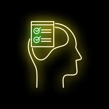 Head outline showing completed checklist in brain concept Stock Illustration