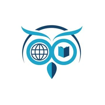 Head of owl logo design vector illustration symbol of knowledge concept Stock Illustration