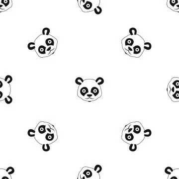 Head of panda pattern seamless black 库存插图