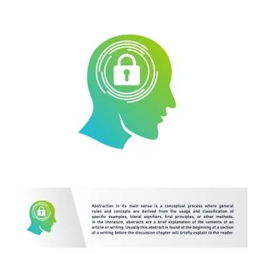 Head People with Key Logo Vector Template. Brain, Creative mind With Security Stock Illustration