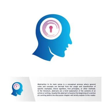Head People with Key Logo Vector Template. Brain, Creative mind With Security Stock Illustration
