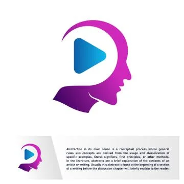 Head People with Play Logo Vector Template. Brain, Creative mind With Media I Stock-Illustration