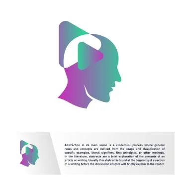 Head People with Play Logo Vector Template. Brain, Creative mind With Media I Stock Illustration