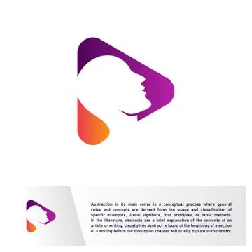 Head People with Play Logo Vector Template. Brain, Creative mind With Media I Stock Illustration