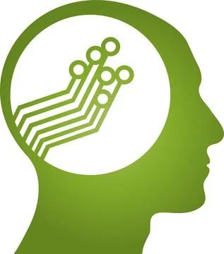 Head, person, robot, brain, memory, logo Illustrazione stock