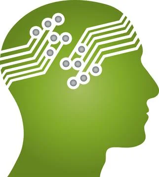 Head, person, robot, brain, memory, logo Stock Illustration