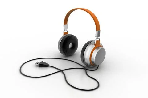 Head phone with cable Free Stock Illustration