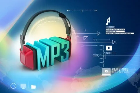 Head phone with mp3 Illustrazione stock