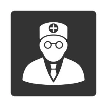 Head Physician Flat Button Illustrazione stock