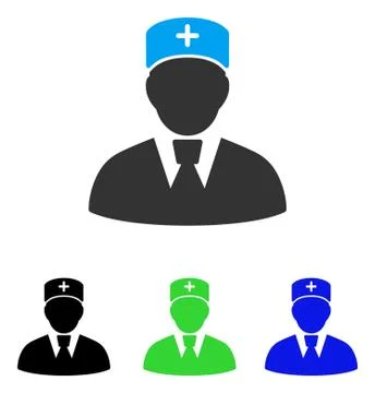 Head Physician Flat Icon Stock Illustration