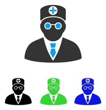 Head Physician Flat Icon Stock Illustration