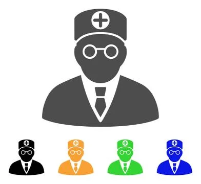 Head Physician Flat Icon Stock Illustration