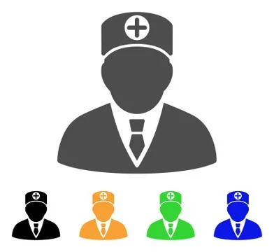 Head Physician Flat Icon Stock Illustration