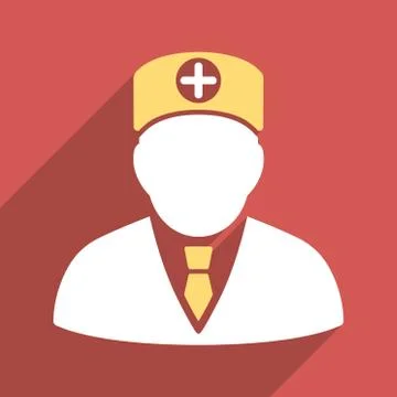Head Physician Flat Square Icon with Long Shadow Illustrazione stock