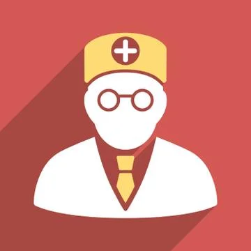 Head Physician Flat Square Icon with Long Shadow Illustrazione stock