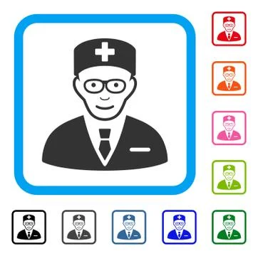 Head Physician Framed Glad Icon Stock Illustration