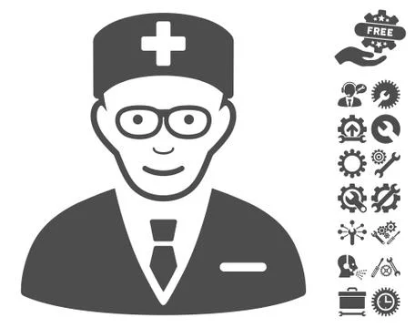 Head Physician Vector Icon With Tools Bonus Stock Illustration