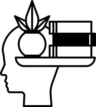 Head with a pineapple on top and a stack of books underneath 스톡 일러스트