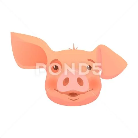 Head of pink pig Stock Illustration