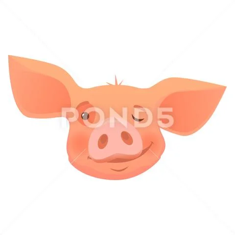 Head of pink pig Stock Illustration