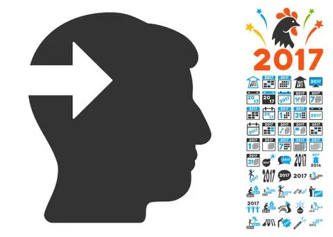 Head Plug-In Arrow Icon With 2017 Year Bonus Pictograms Stock Illustration