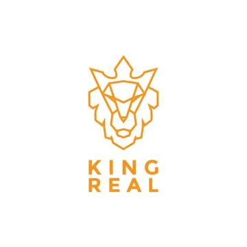 Head polygon line lion with crown logo design vector graphic symbol icon il.. Stock Illustration