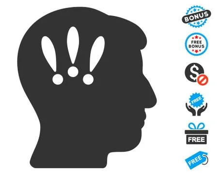 Head Problems Icon With Free Bonus 스톡 일러스트