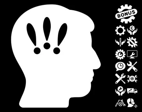 Head Problems Vector Icon with Tools Bonus Stock Illustration