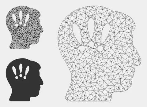 Head Problems Vector Mesh 2D Model and Triangle Mosaic Icon 스톡 일러스트
