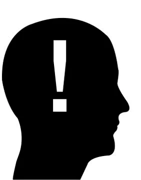 Head in profile with an exclamation mark, illustration Illustrazione stock