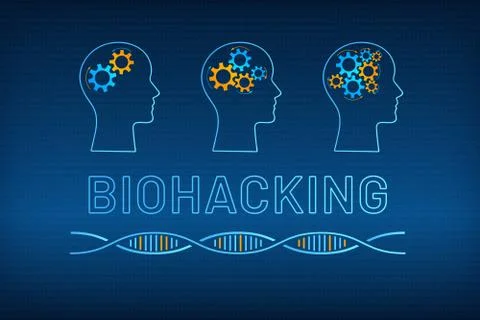 Head profile with gear brain bio hacking concept Stock Illustration