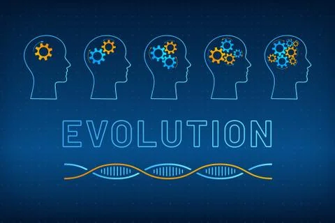 Head profile with gear brain evolution concept Stock Illustration