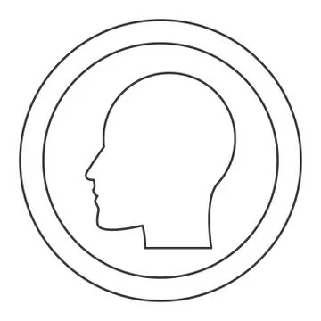 Head profile inside circle icon Stock Illustration