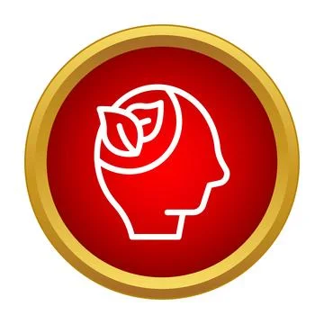 Head profile with leaves icon representing green thinking Illustrazione stock