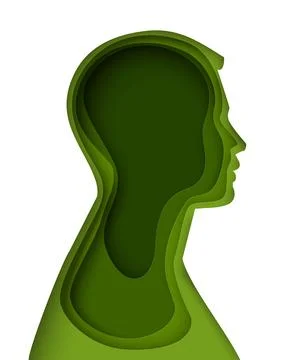 Head profile paper cut vector man side silhouette Stock Illustration