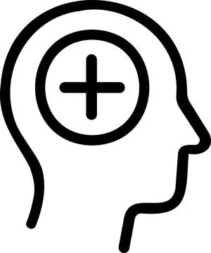 Head profile with plus sign line icon Stock Illustration