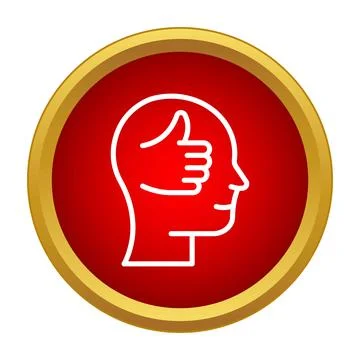 Head profile showing thumbs up approval concept Stock Illustration